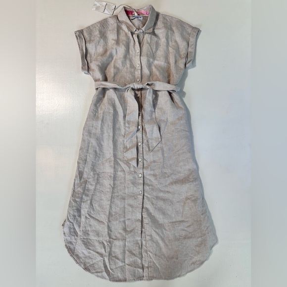 NEW Tommy Bahama Coastalina Linen Maxi Shirt Dress Natural Khaki Size Small NWT - Picture 2 of 13